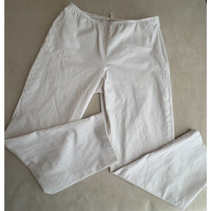 EILEEN FISHER Organic Cotton Pants Small White Stretch Slit-Hem